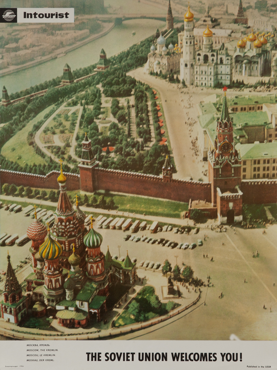 The Soviet Union Welcomes You Original Intourist Travel Poster Red Square