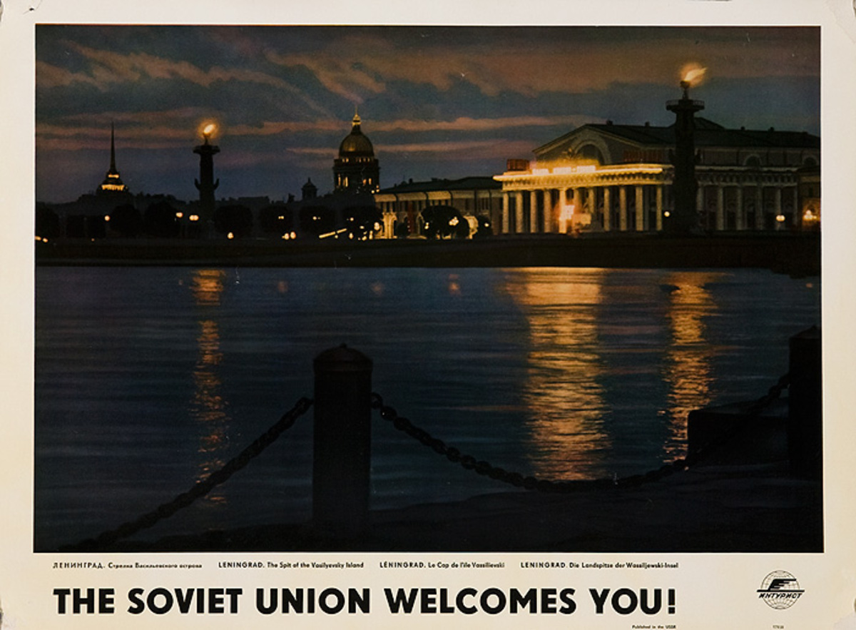 The Soviet Union Welcomes You Original Intourist Travel Poster Leningrad the SPit