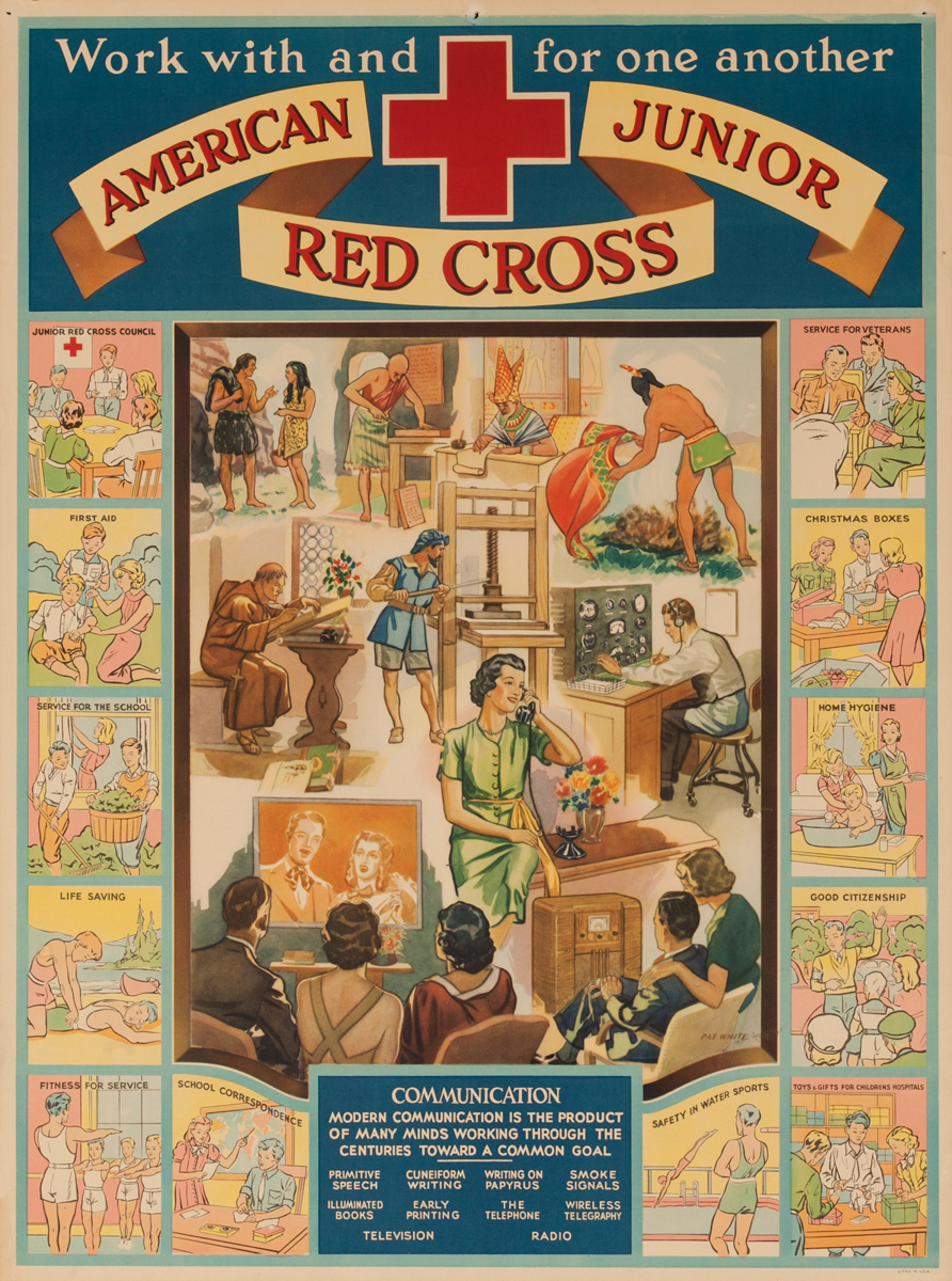 Original American Junior Red Cross Poster Work With One Another