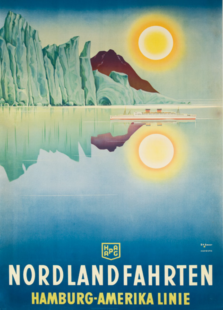 North Sea Cruis Hamburg America Line Original Travel Poster