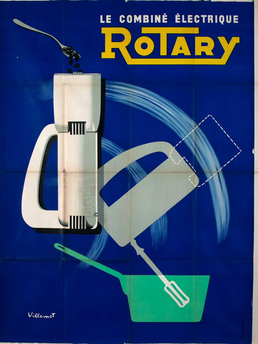 Le Combine Electrique Rotary Original french Advertising Poster Electric Mixer