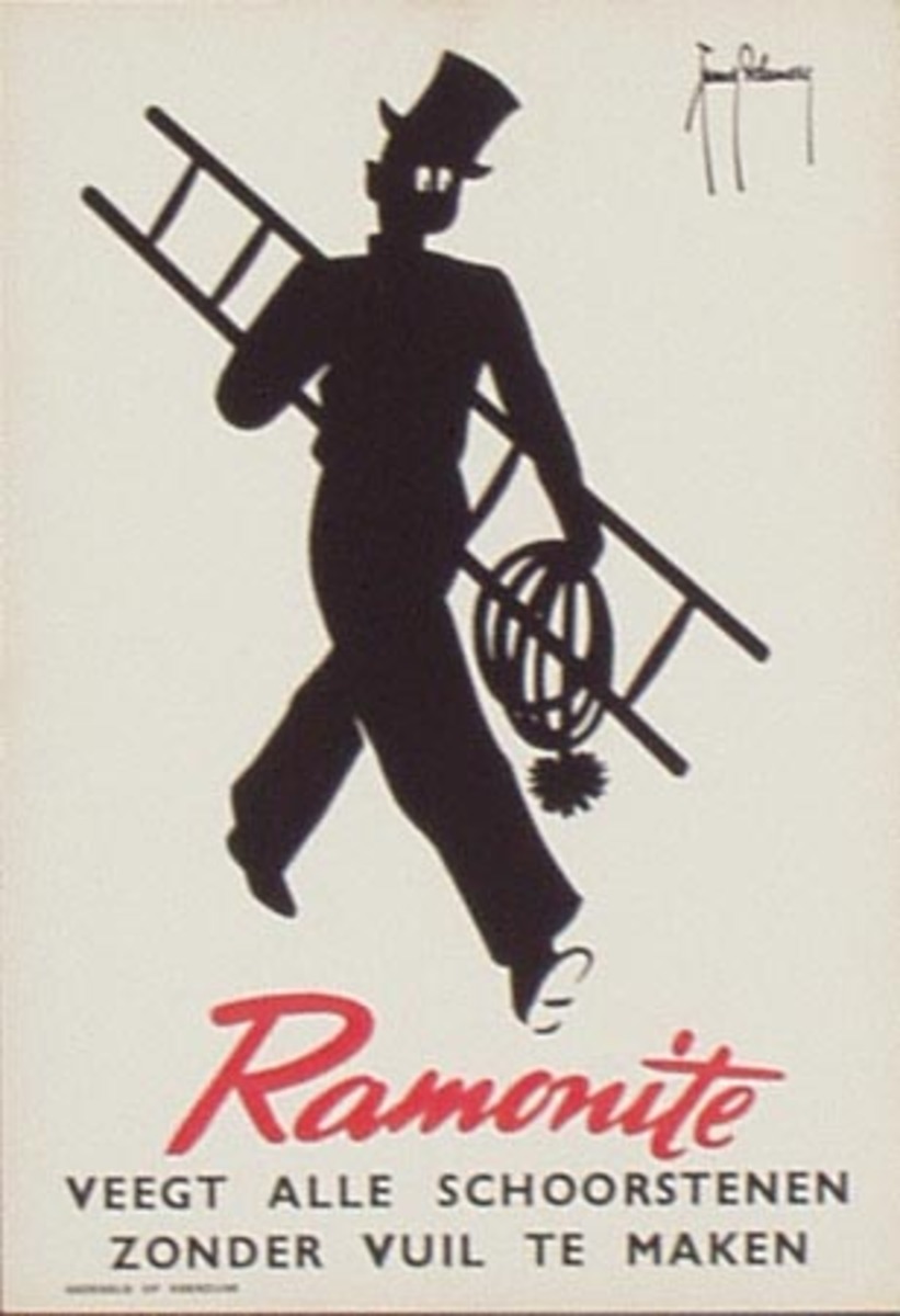 Original Vintage Advertising Poster Ramonite Chimney Sweep