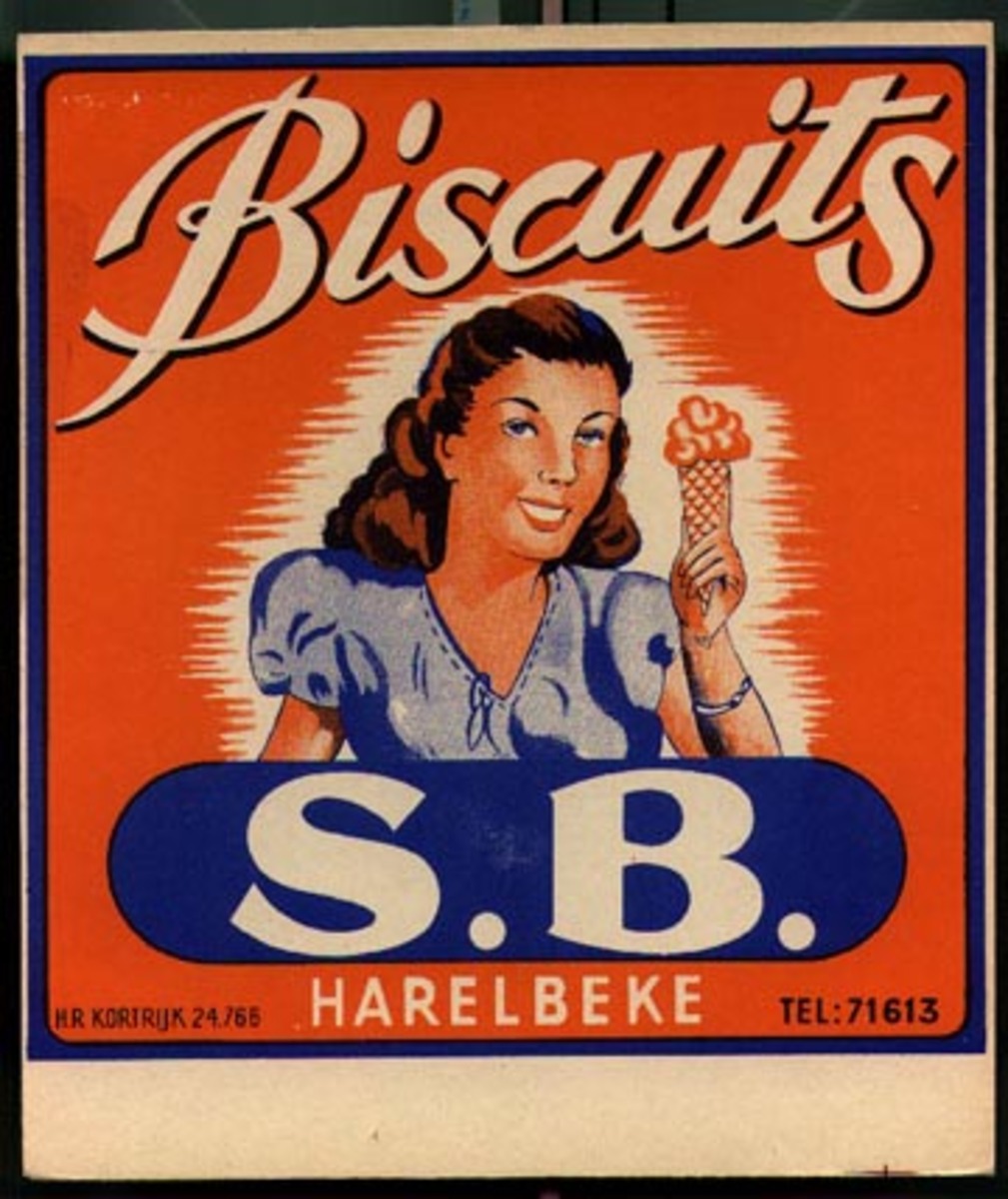 SB Bisquits Carton Original Vintage Advertising Poster