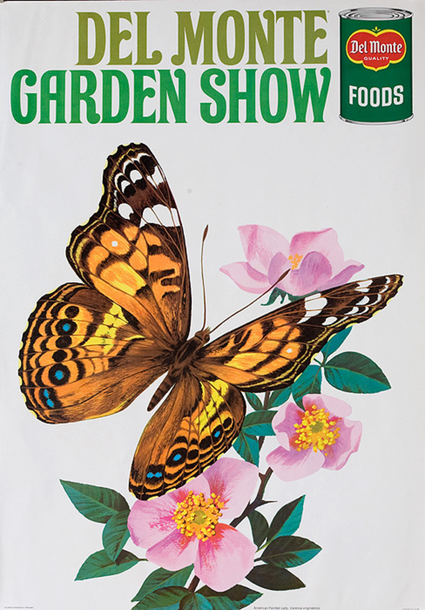 Del Monte Garden Show Original American Advertising Poster American Painted Lady Butterfly