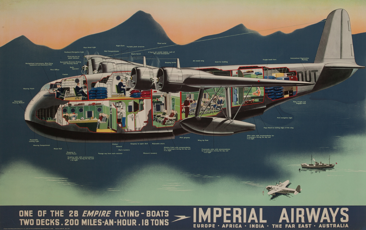 Imperial Airways Original Travel Poster One of the 28 Empire Flying Boats