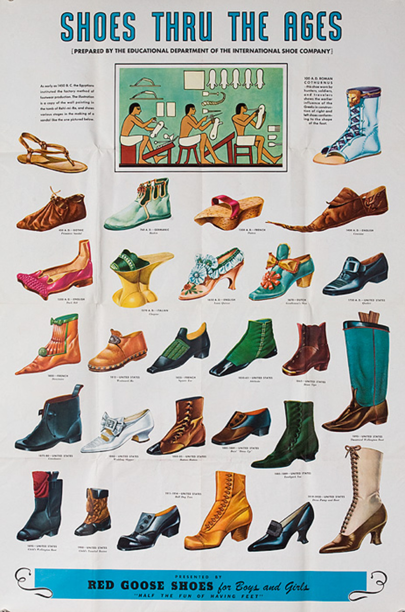 Shoes Through the Ages Original Red Goose Shoes Poster