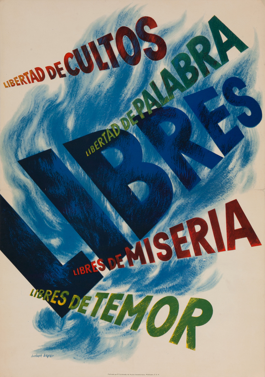 Original WWII Poster The Four Freedoms, Spanish
