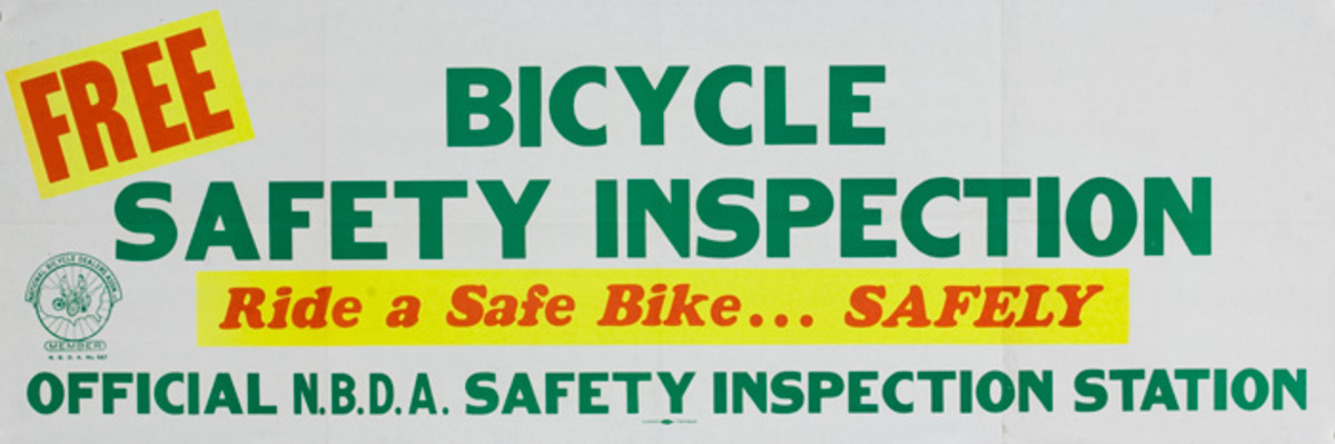Free Bicycle Safert Inspection Original American 1950s Bicycle Shop Poster