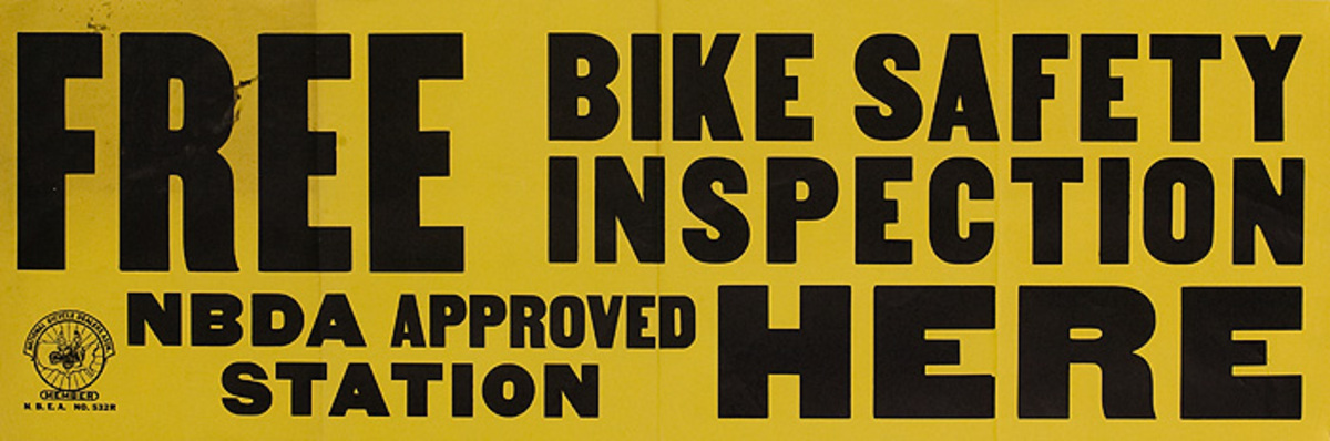 Free Safery Insection Here Original American 1950s Bicycle Shop Poster