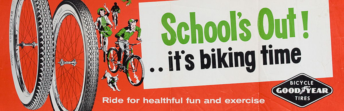 School's Out! Original American 1950s Bicycle Shop Poster