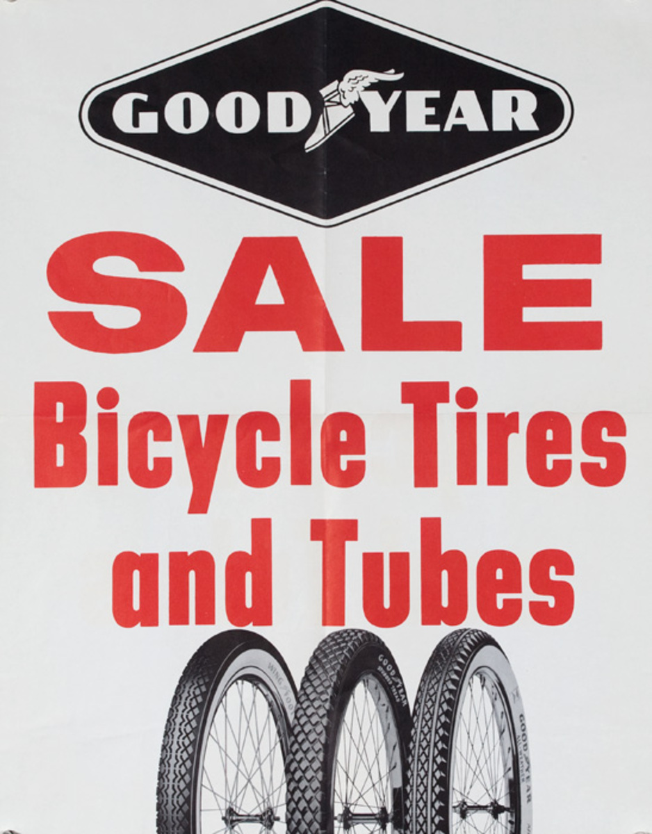 Sale Bicycle Tires Original American 1950s Bicycle Shop Poster
