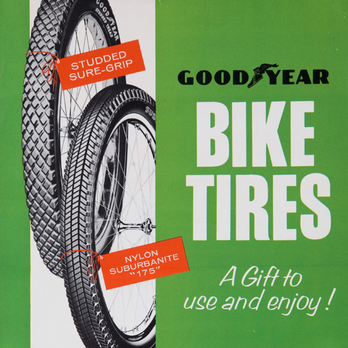 GoodYear Biek Tires Original American 1950s Bicycle Shop Poster