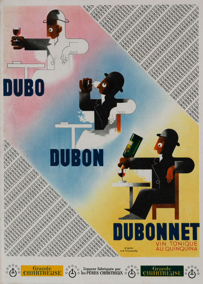 Original Dubonnet Poster Dubo Dubon Dubonnet 