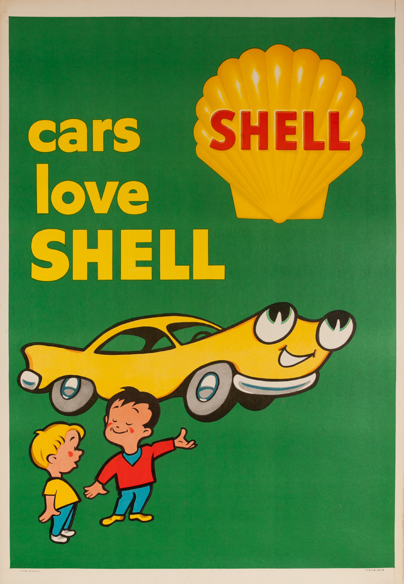 Original American Advertising Poster Cars Love Shell