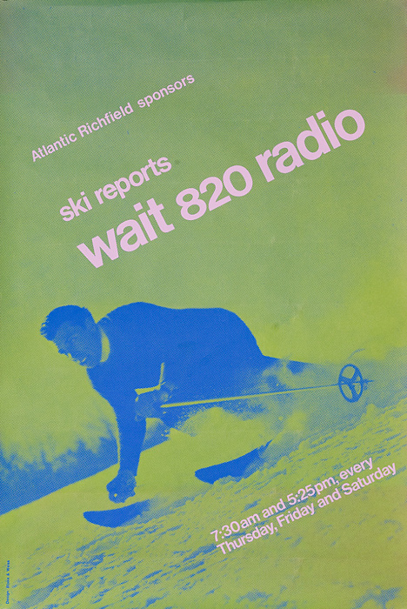 Original American Radio Station WAIT 820 Ski Report Poster Green 