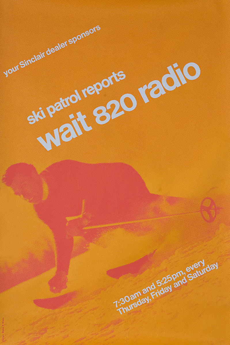 Original American Radio Station WAIT 820 Ski Report Poster Orange