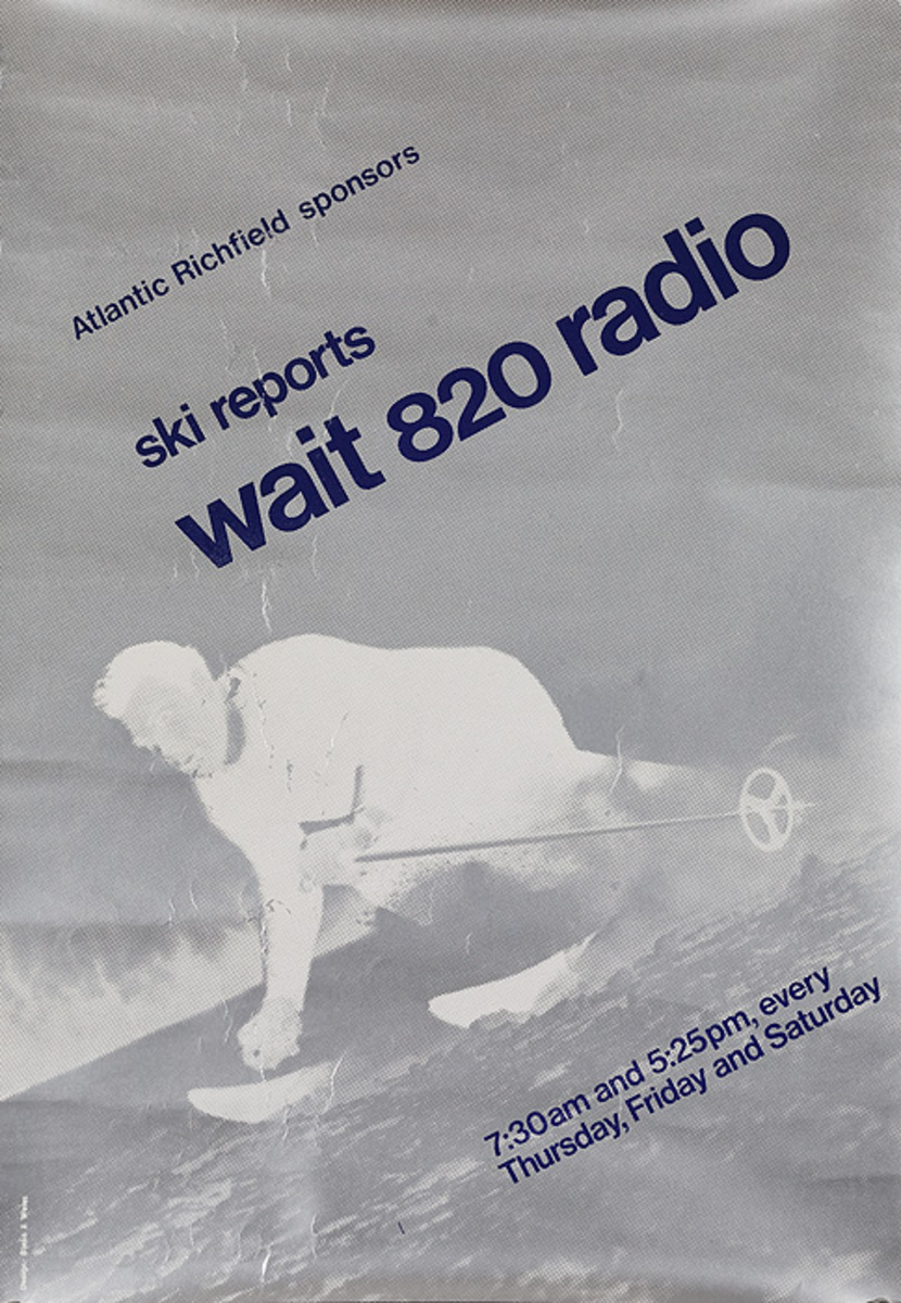 Original American Radio Station WAIT 820 Ski Report Poster Silver