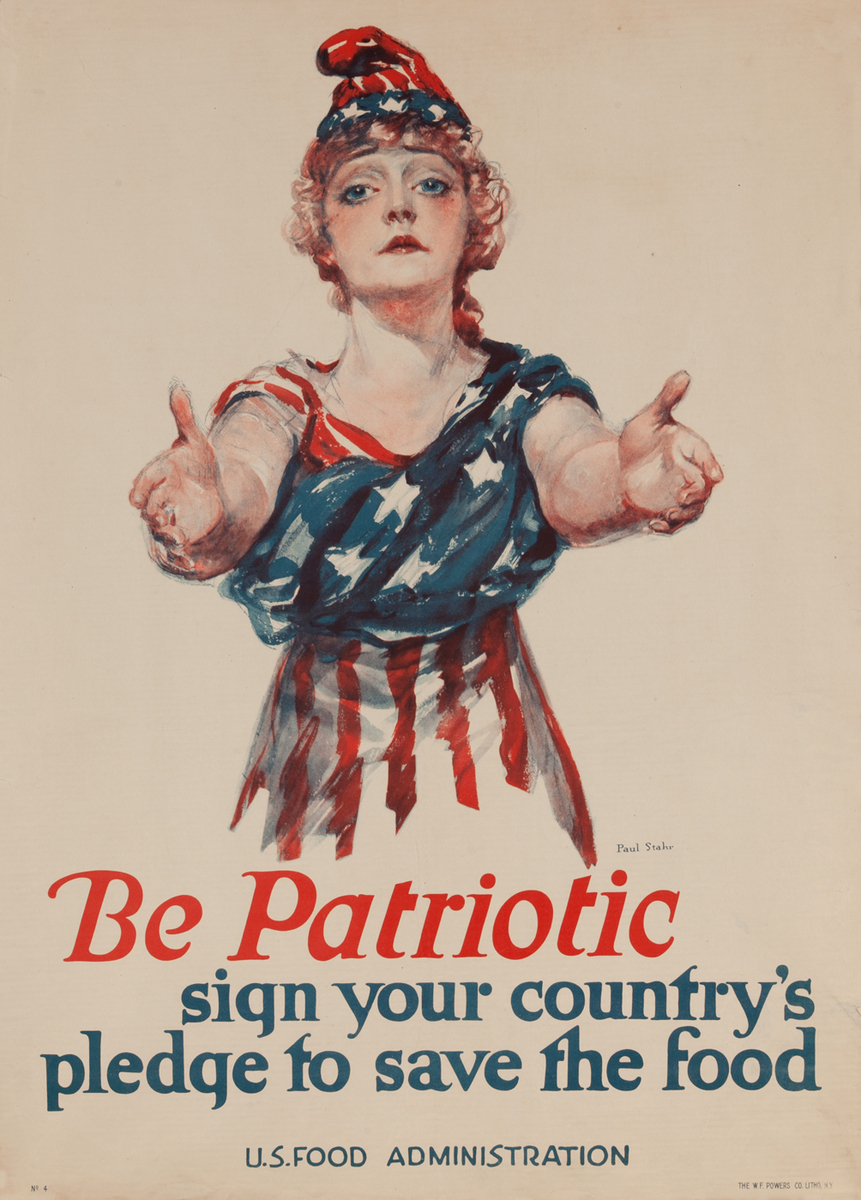 Be Patriotic Save Food Original American WWI Home Front Poster