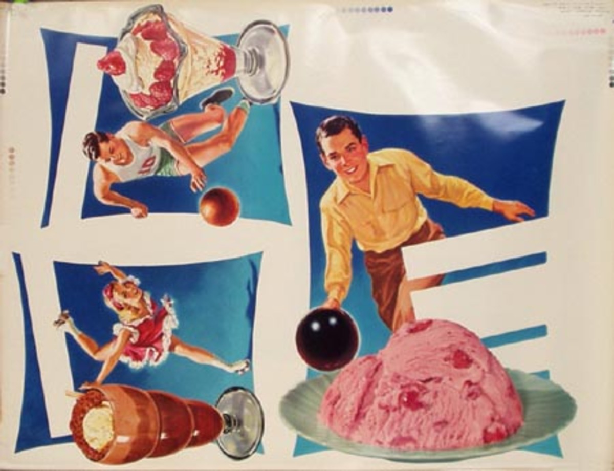 Original Vintage Advertising Poster Sports and Ice Cream