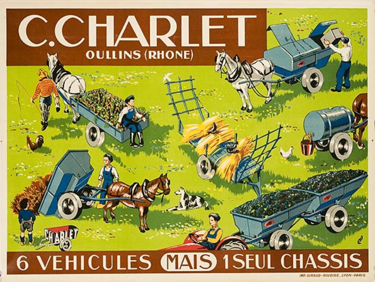 Charlet Tractor Original Vintage Advertising Poster 