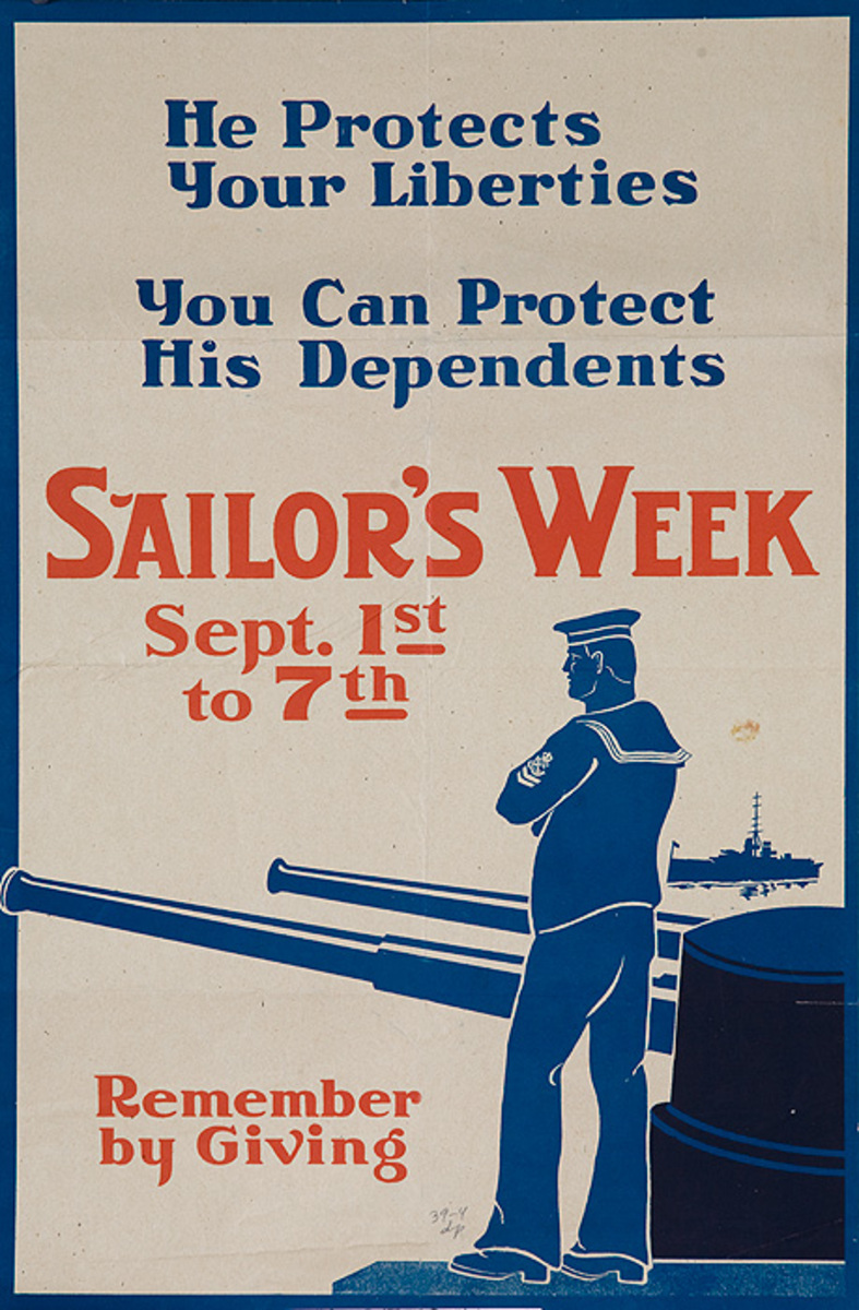 Sailor's Week Remember by Giving<br> Canadain WWI Poster