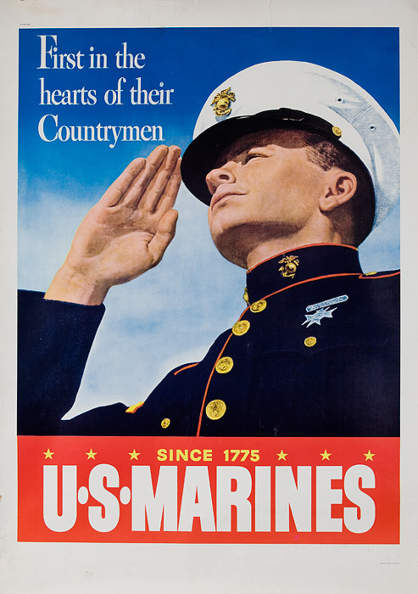 U S Marines First In The Hearts of Their Countrymen Original Vietnam Era War Recuruiting Poster