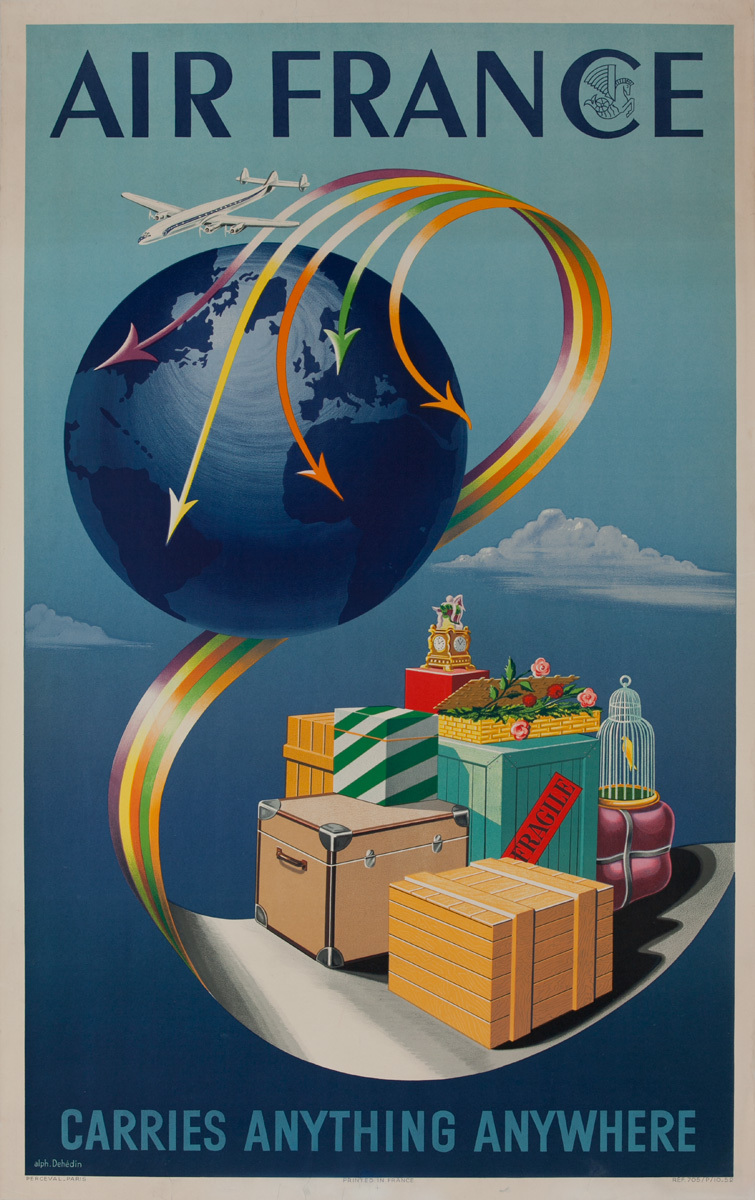 Air France Carries Anything Anywhere Original Air Cargo Poster