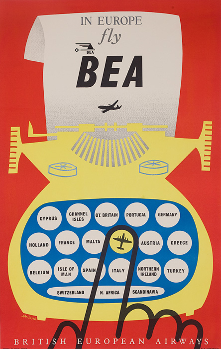 In Europe Fly BEA Original Airline Travel Poster