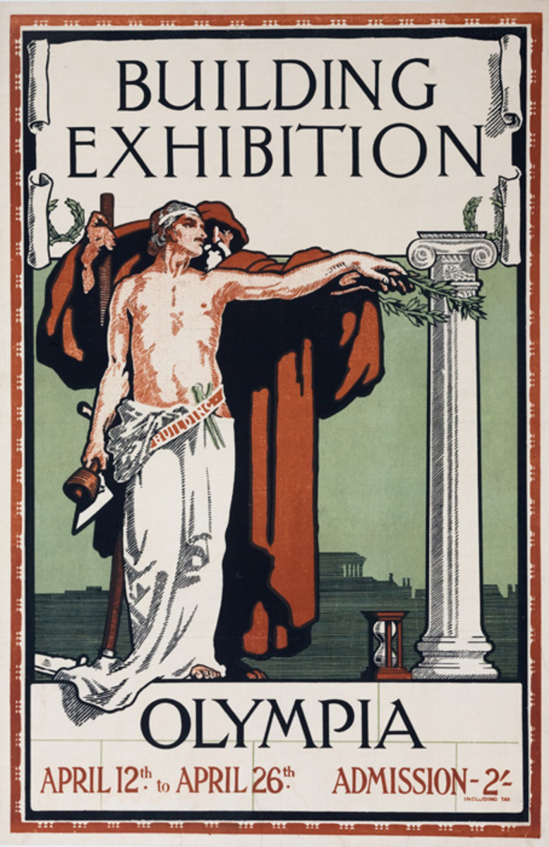 Original British Empire Expo Poster Building Exhibition Olympia