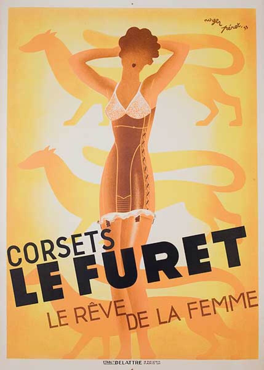 Corsets Furet Original French Advertising Poster