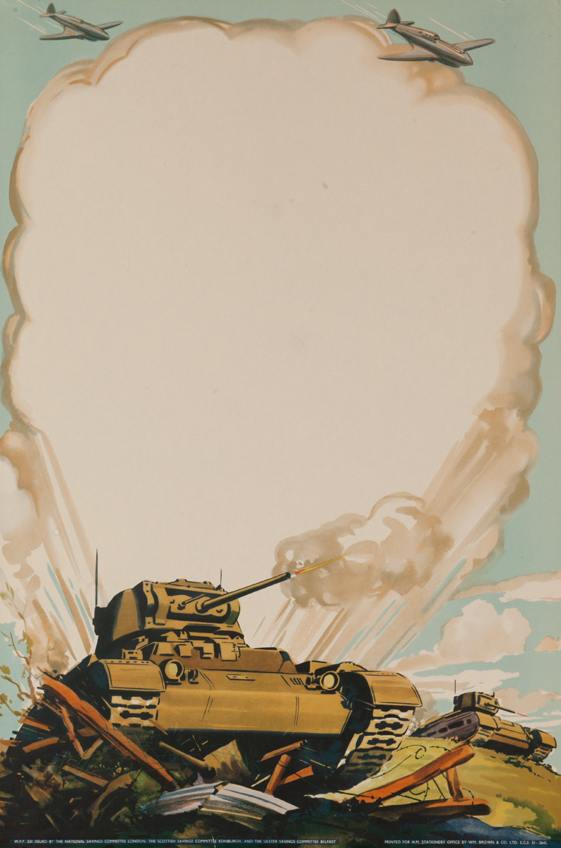 Original WWII British Bond Poster Tanks and Planes