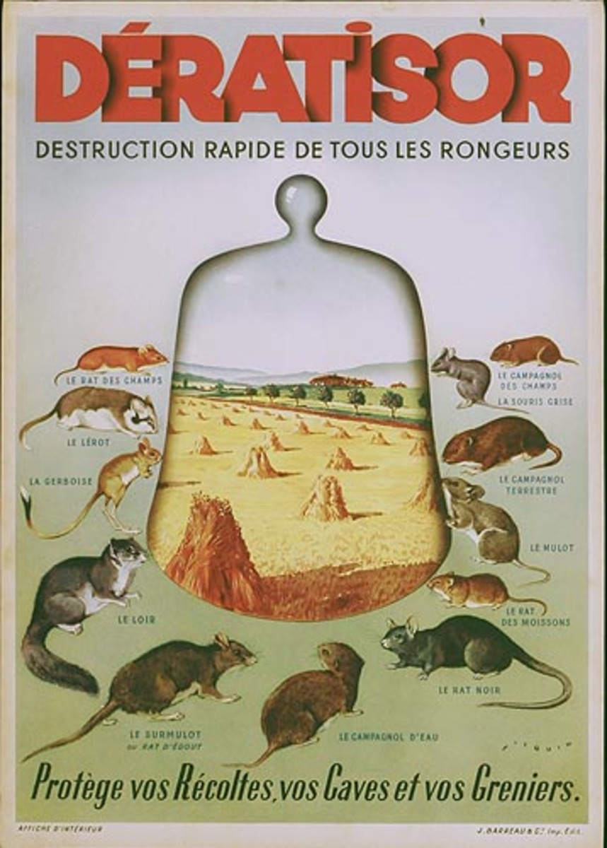 Deratisor Original French Rodent Poison Advertising Poster