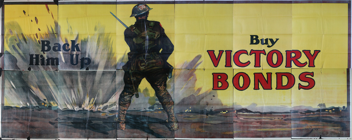 Back Him Up Buy Victory Bonds Original Canadian WWI Billboard Poster