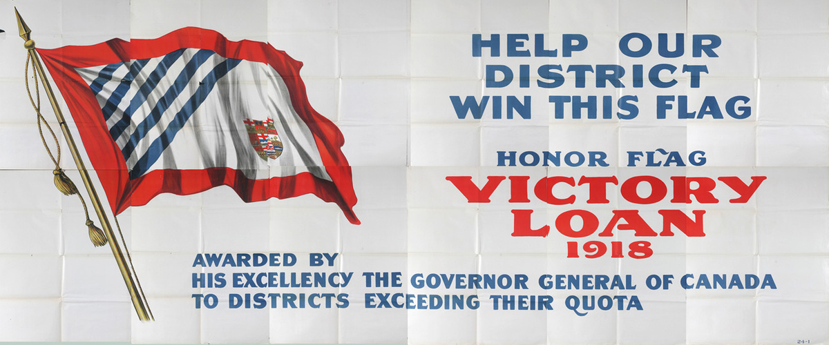 Help Our District Win This Flag Original Canadian WWI  Victory Loan Poster Billboard