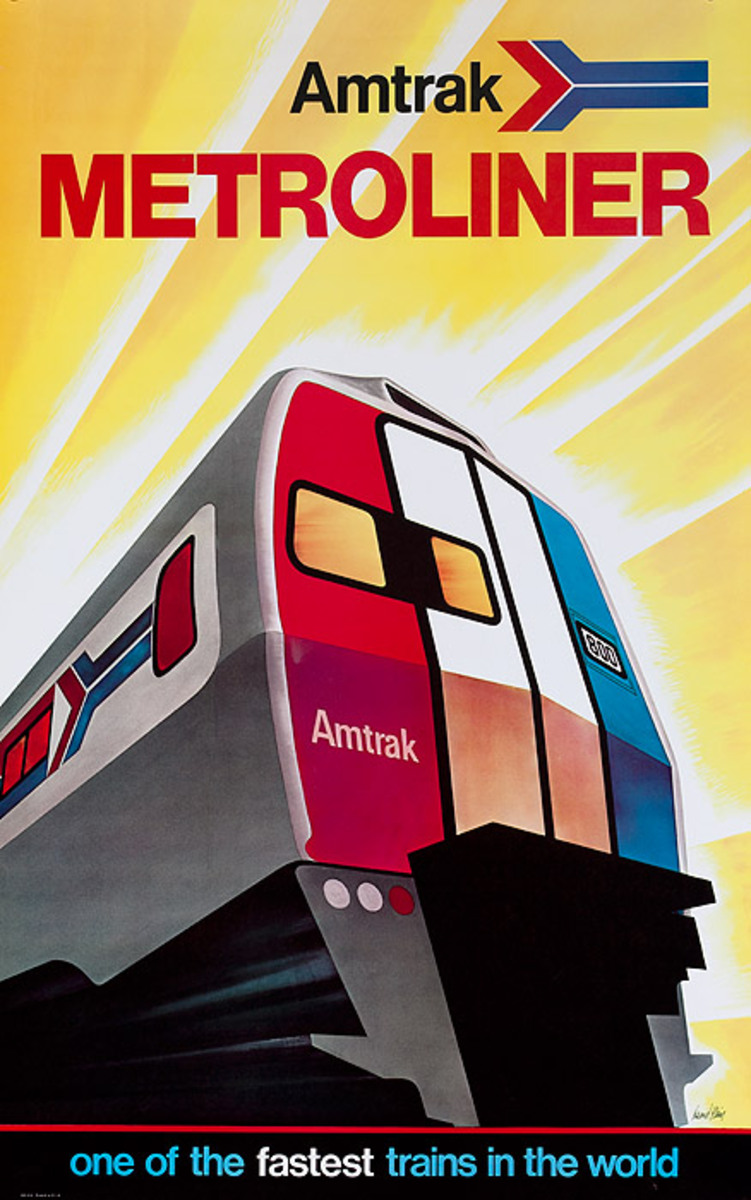 Amtrak Metroliner One of the Fastest Trains in the World Original American Travel Poster