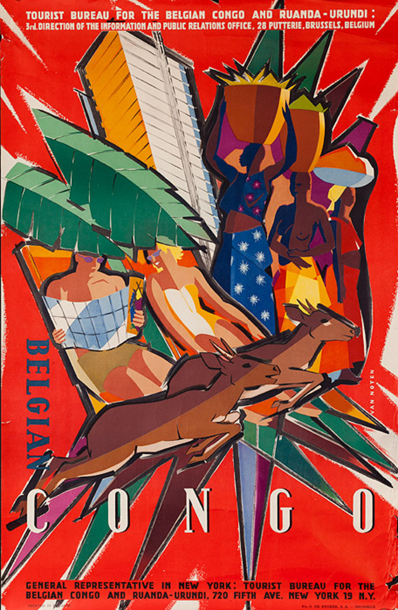 Original Belgain Congo Travel Poster icons