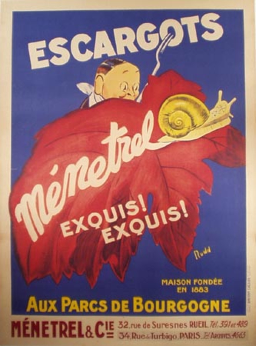Escargots (Snails) Original Vintage Advertising Poster 