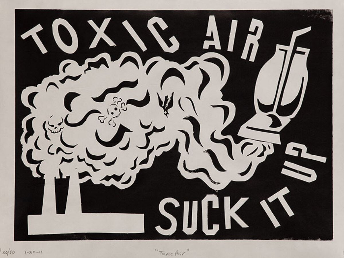 Toxic Air Suck It Up  Original American Anti Iraq/Iran War Protest Poster 