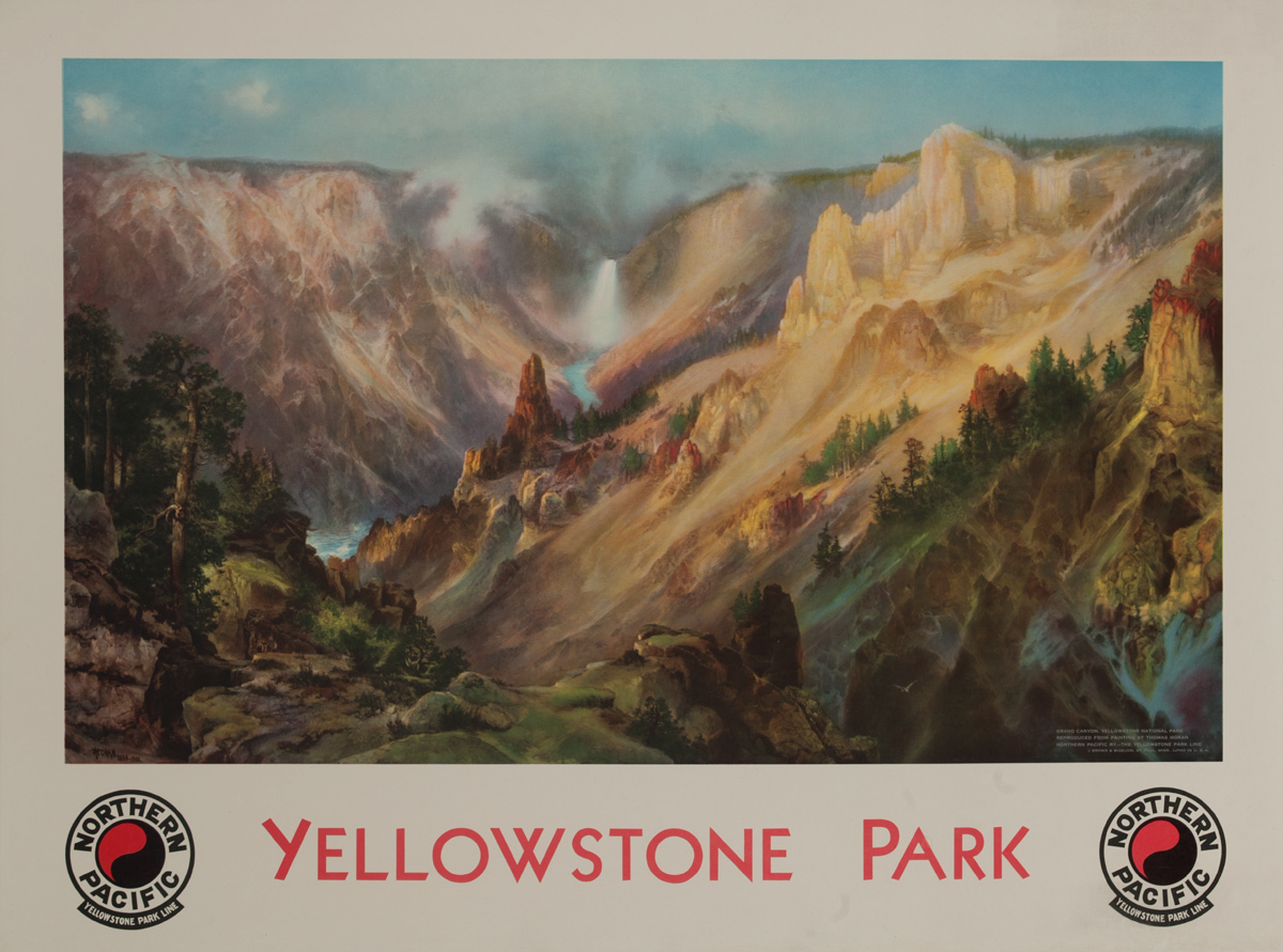 Northern Pacific Rail Line Yellowstone Park Original Travel Poster