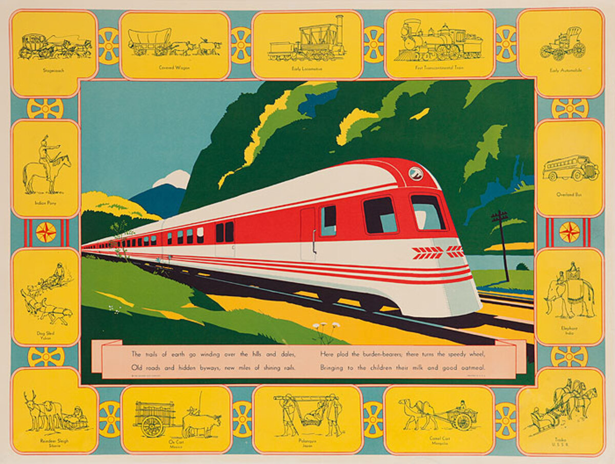 Original Quaker Oats Promotional Poster Transportation Train