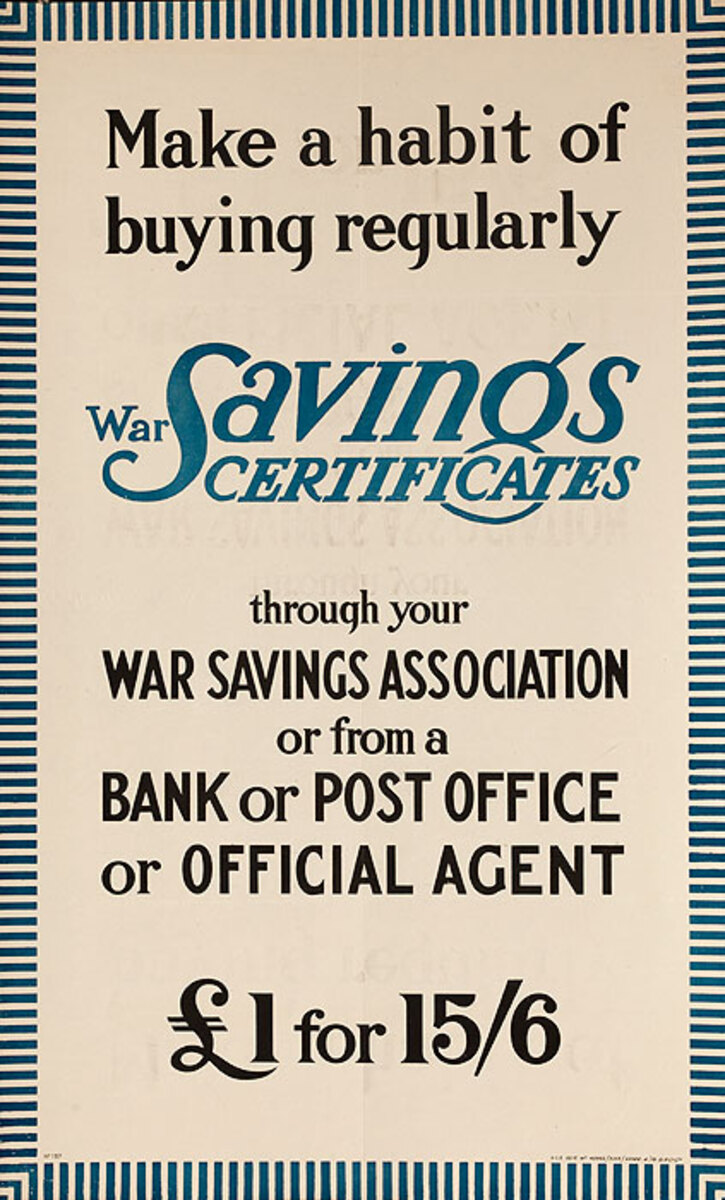 Make a Habit of Buying Savings Certificates, Original WWI Bond Poster