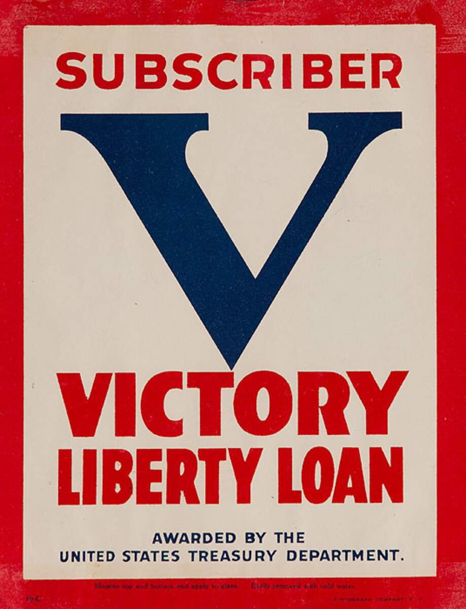 V Subscriber Original American WWI Victory Libery Loan Poster