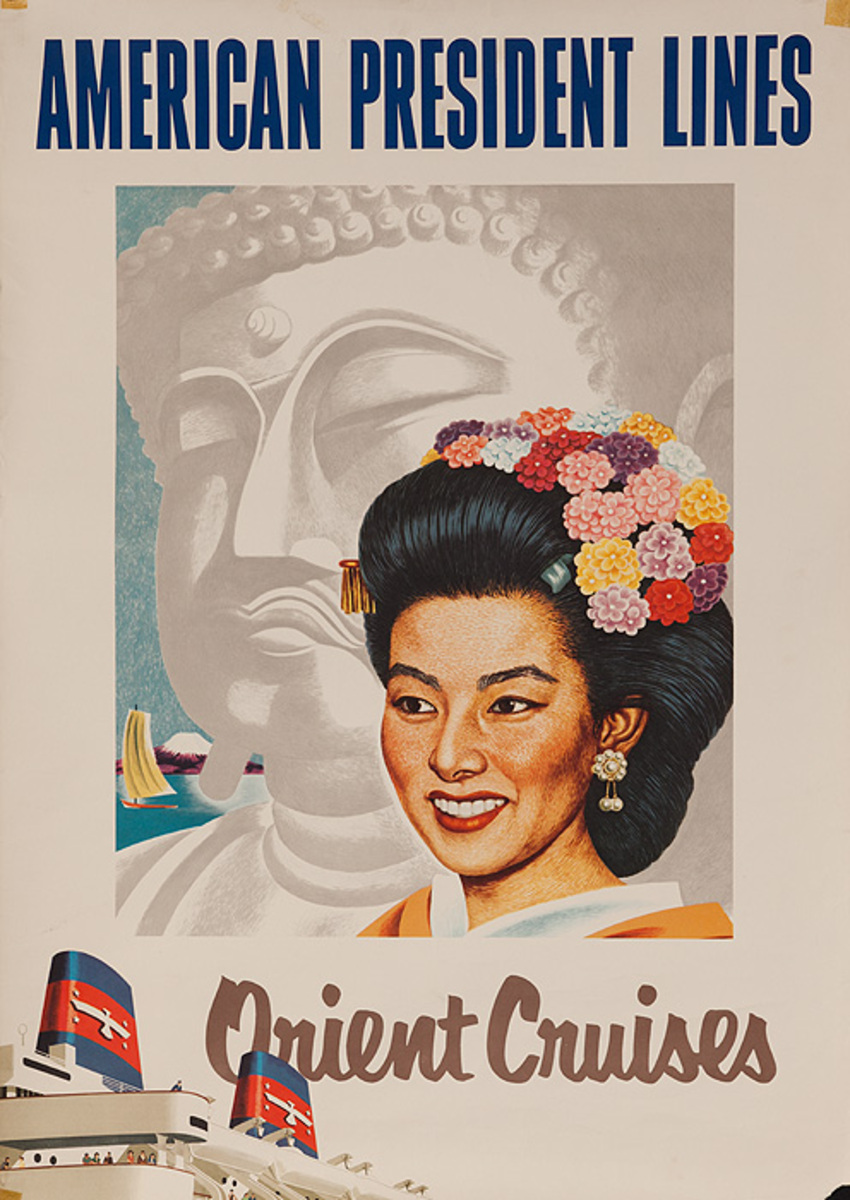 American President Lines Orient Cruise Original Travel Poster