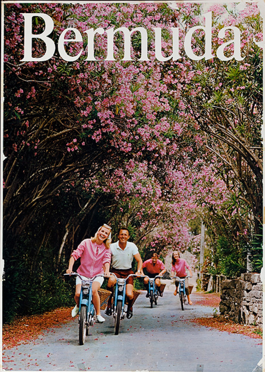 Bermuda Travel Poster Adults on Scooters