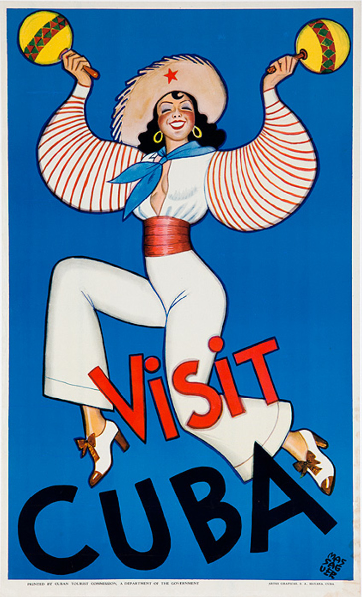 Visit Cuba Original pre-Castro Travel Poster