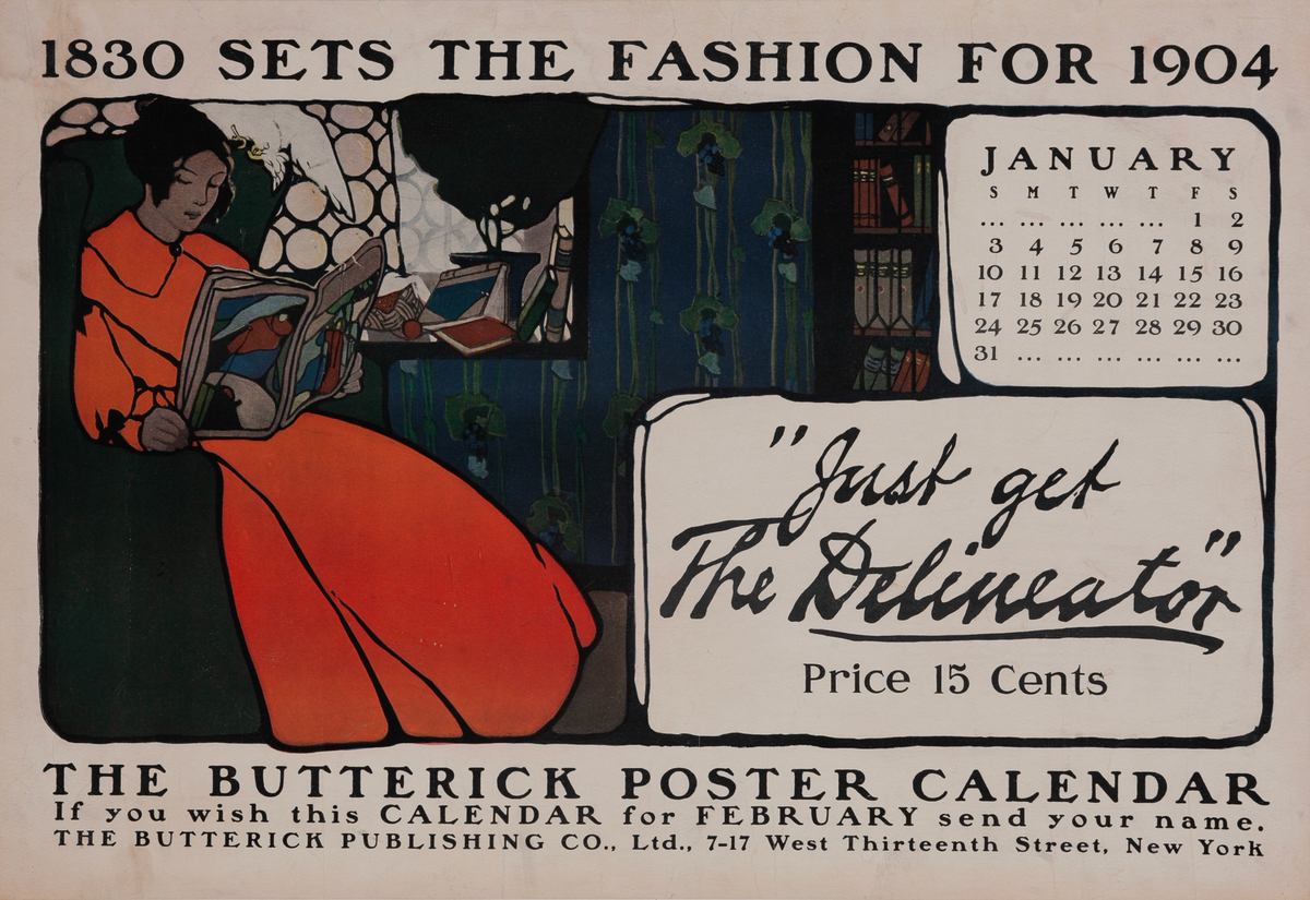 Butterick Set Fashion for 1904, The Delineator Original American Literary Poster