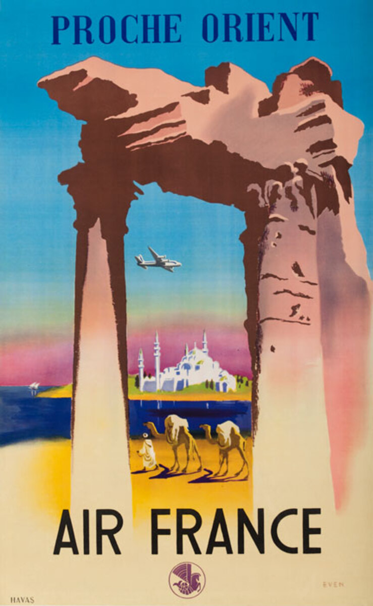 Proche Orient Original Air France Travel Poster Middle East