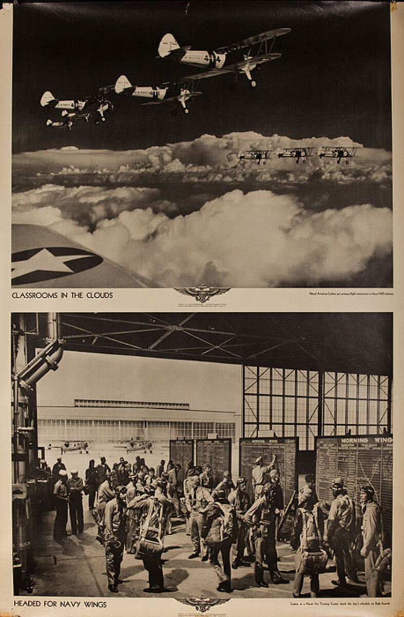 Original WWII US Navy Poster Classrooms in the Clouds