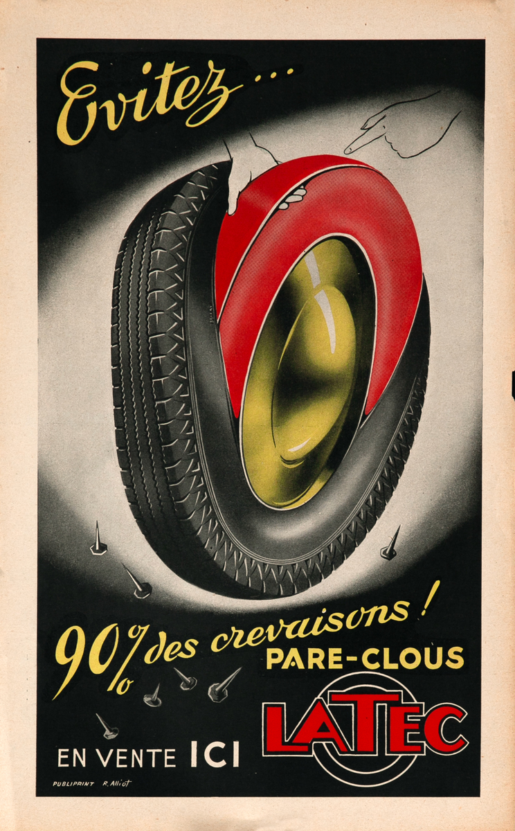 Latec Tire Nail Guard Original French Advertising Poster