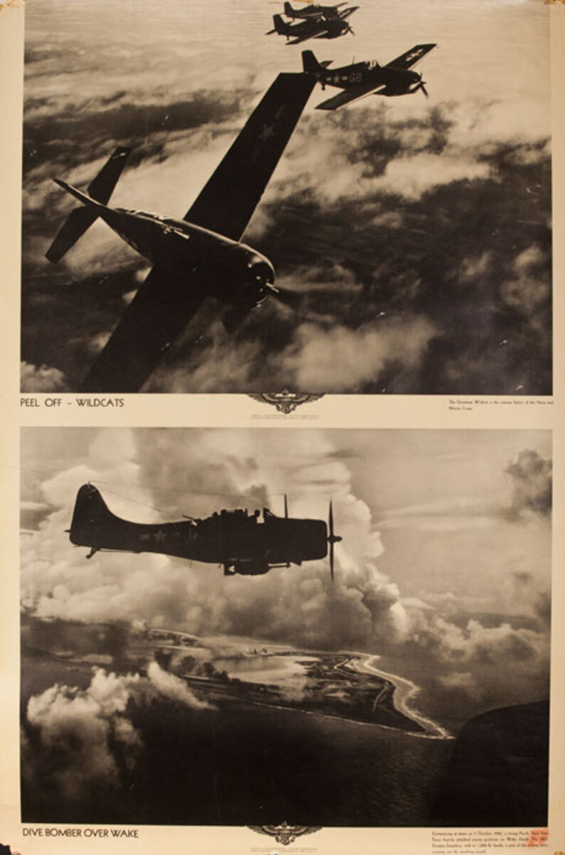 Original WWII US Navy Poster Peel Off - Wildcats